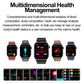 ET580 smartwatch lineup showing health tracking screens and band colors