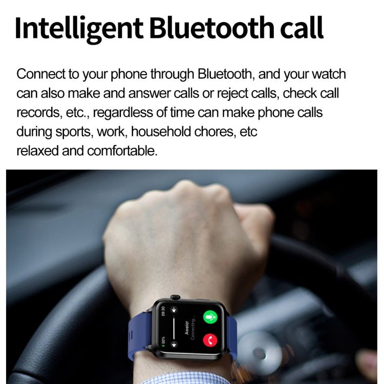 ET580 smartwatch with blue band displaying an incoming call screen