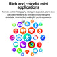 Sports smartwatch feature icons for fitness, music, health tracking, alarms, and utilities