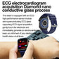 ET580 smartwatch showing its rear ECG sensor and ECG screen