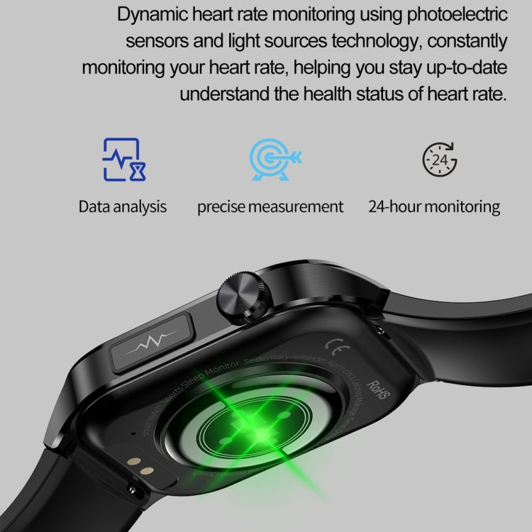 ET580 smartwatch close-up of rear heart rate sensor