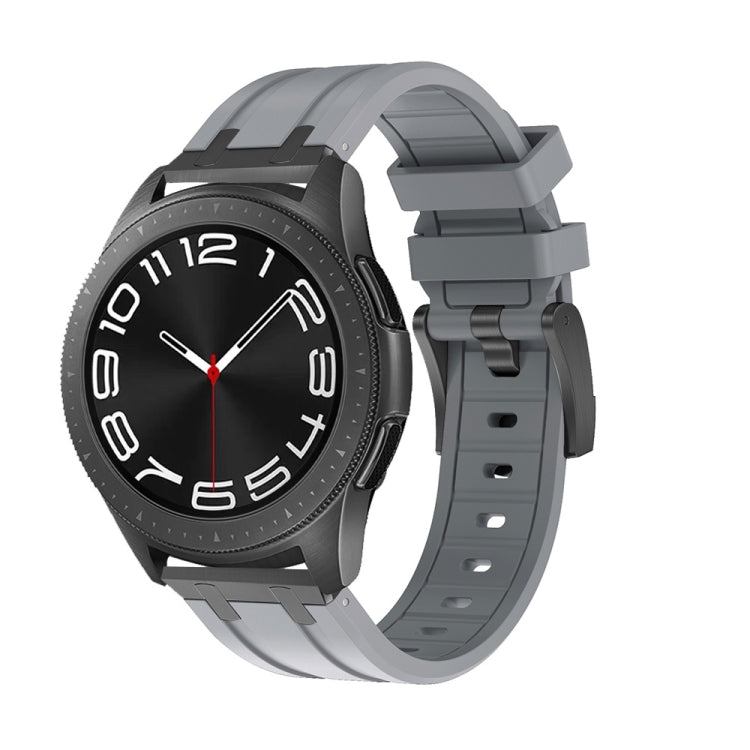 Smartwatch with gray silicone band and black case