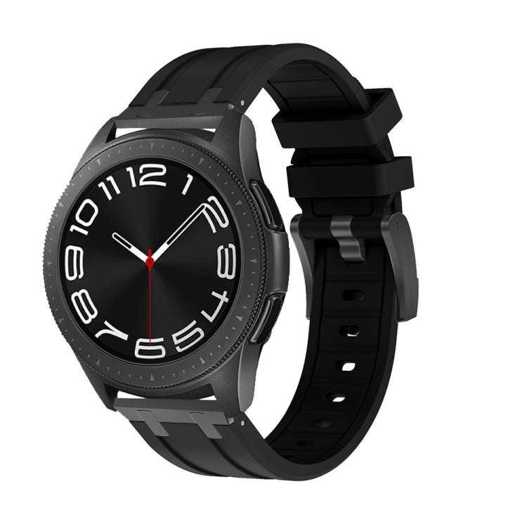 Smartwatch with black silicone band and black case