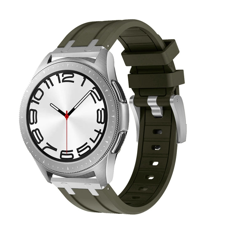 Smartwatch with olive silicone band and silver case