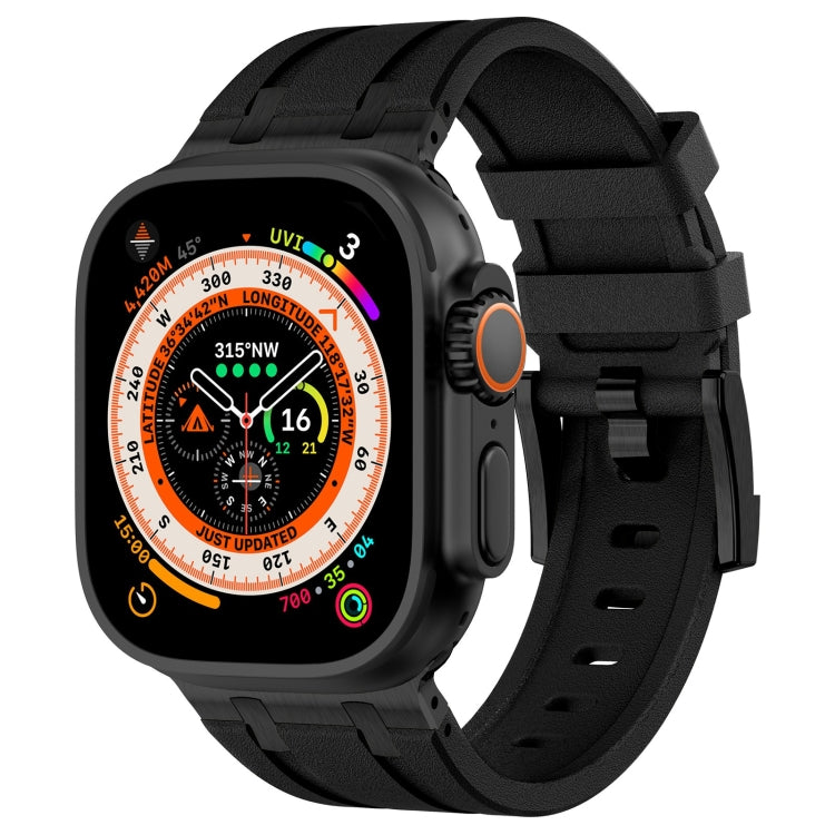 Apple Watch with black silicone band and black watch case