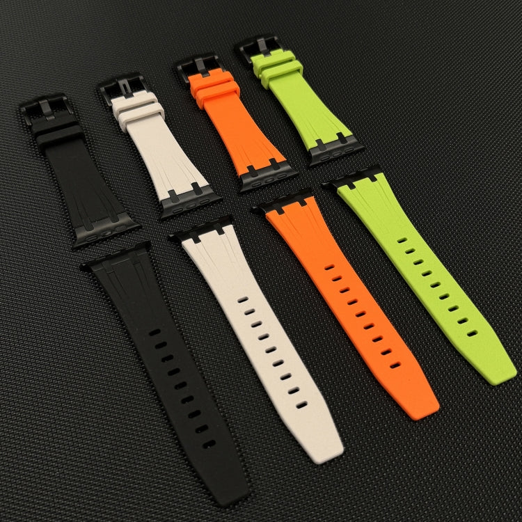 Liquid silicone watch band sets in black, cream, orange, and lime green