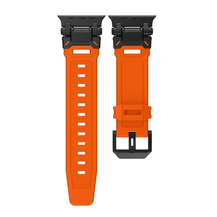 Orange and black TPU watch band shown in front and back views