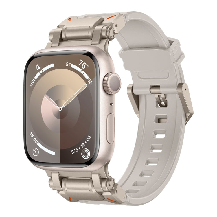 Explorer TPU watch band in pale starlight on a light Apple Watch