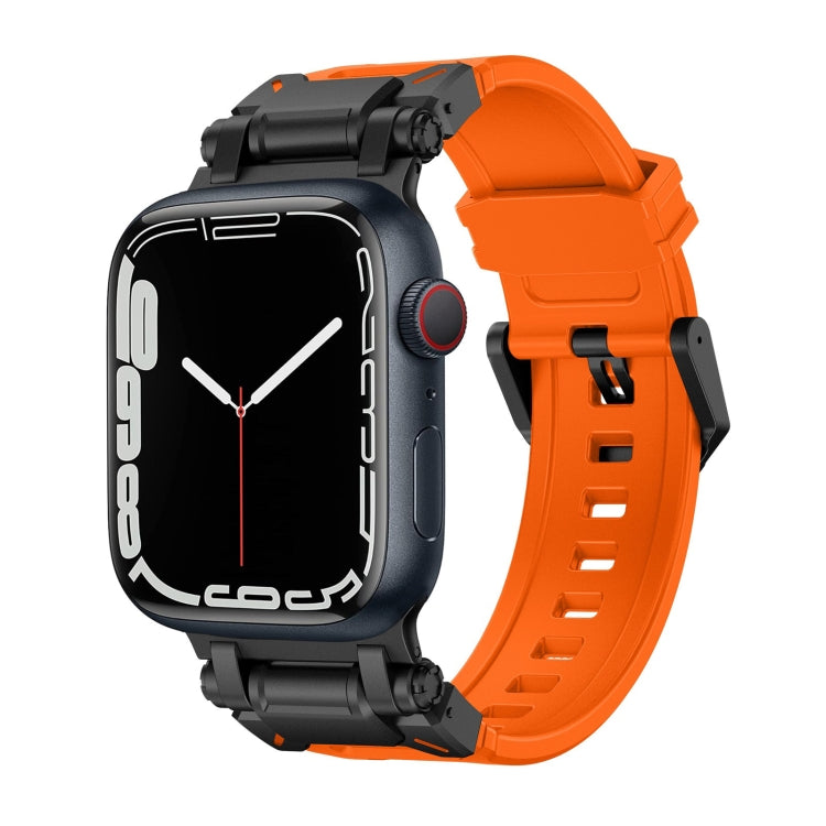 Explorer TPU watch band in orange with a dark watch case.