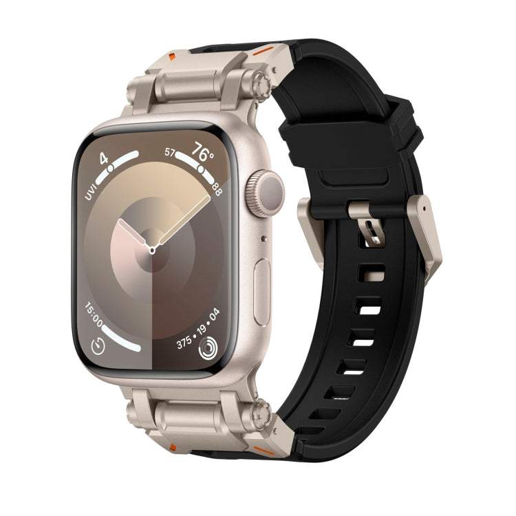 Black TPU Apple Watch band with light titanium case