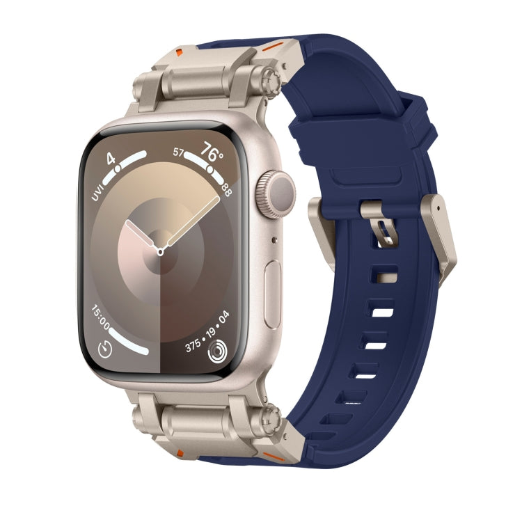 Explorer TPU watch band with a navy blue strap and titanium-tone connectors