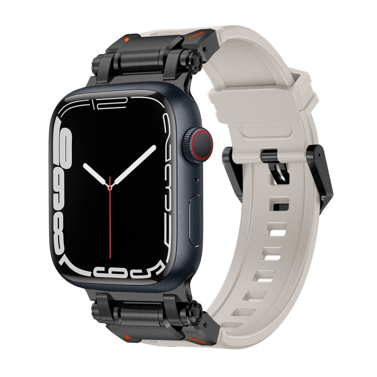 Explorer TPU watch band with a light gray strap, dark connectors, and orange accents