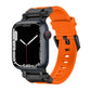 Explorer TPU watch band in black and orange on an Apple Watch