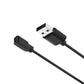 Close-up of the black cable's USB-A plug and magnetic charging head