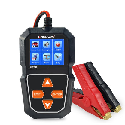 Handheld car battery tester with color screen and red/black battery clamps