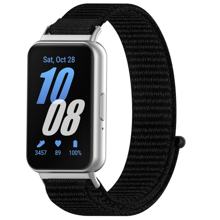 Black nylon loop watch band shown on a smartwatch