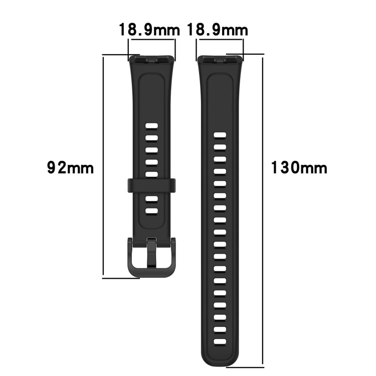 Black silicone watch band in two pieces, with 18.9 mm width and 92 mm and 130 mm lengths