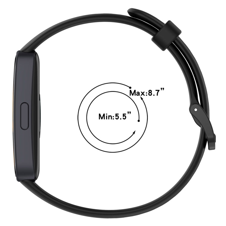 Black silicone watch band with adjustable fit from 5.5 to 8.7 inches
