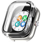 Transparent protective watch case with integrated screen protector on a smartwatch