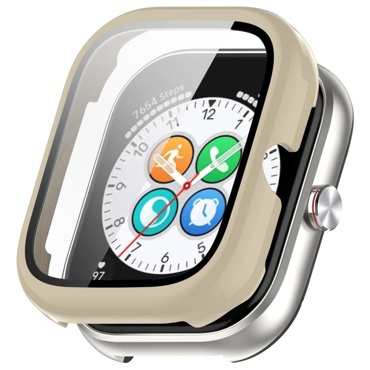 Ivory protective watch case with integrated screen protector on a smartwatch