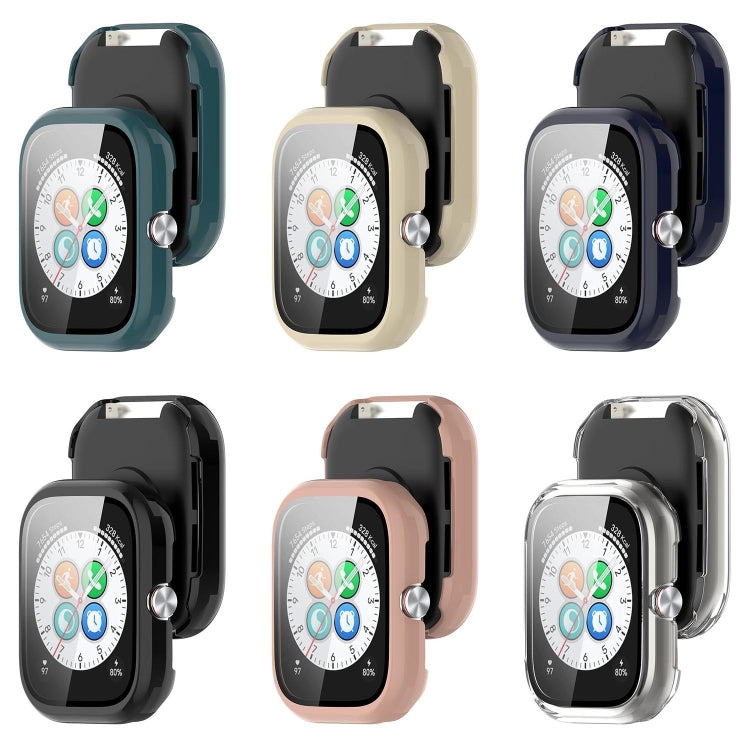 Protective watch case with integrated screen film, shown from front and back in six colors.
