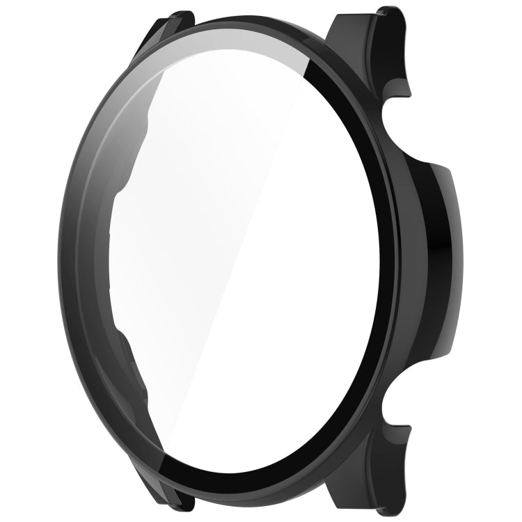 Black smartwatch protective case with clear integrated screen protector, front view