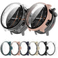Protective watch cases in six colors, including clear and pink, shown fitted and detached