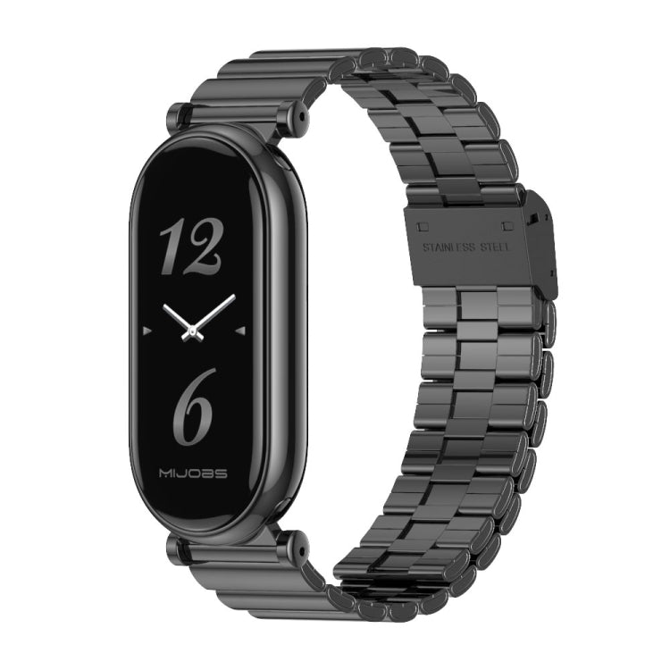 Black stainless steel link band with Xiaomi Smart Band tracker