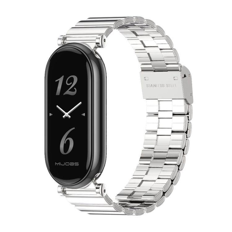Silver stainless steel link band with Xiaomi Smart Band tracker