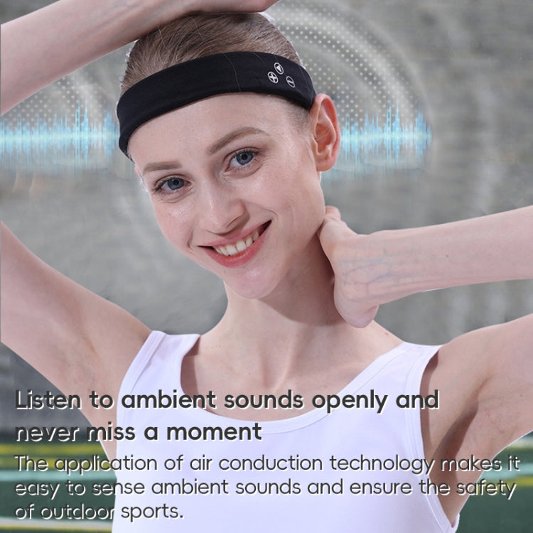 Black Bluetooth sports headband worn across the forehead, with side control buttons.