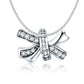 Sterling silver bow pendant necklace with clear stones