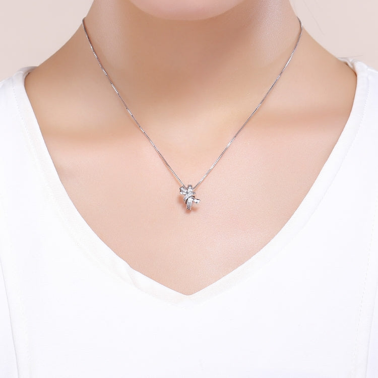 S925 sterling silver bow pendant necklace on a fine chain