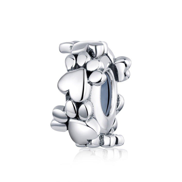 Sterling silver heart-shaped beaded charm bead with shiny round links