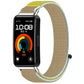 Tan nylon hook-and-loop watch band shown attached to a fitness tracker
