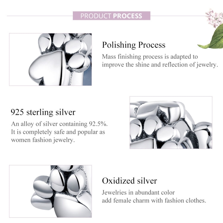 Sterling silver 925 heart-shaped beaded charm bead, polished shine close-up