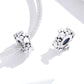 Sterling silver heart-shaped charm bead with beaded chain; matching loose charm