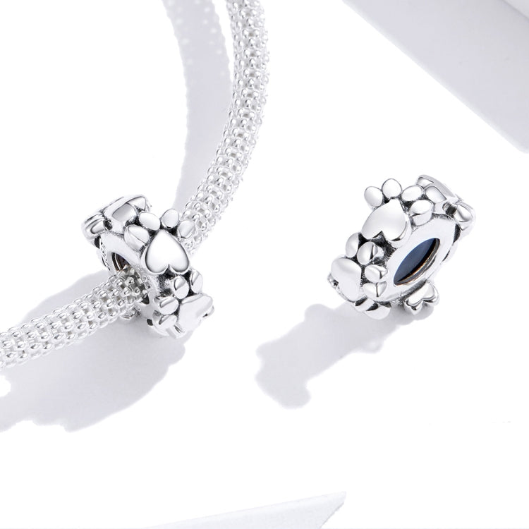 Sterling silver heart-shaped charm bead with beaded chain; matching loose charm