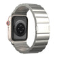 Silver titanium metal watch band with wide links and magnetic clasp