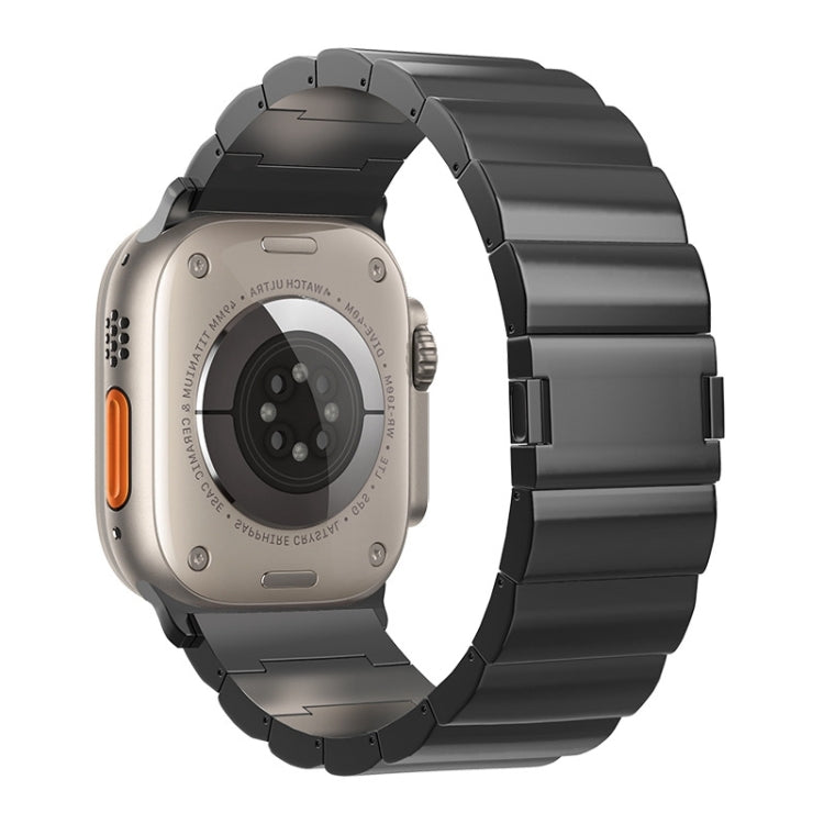 Black titanium metal watch band with magnetic buckle