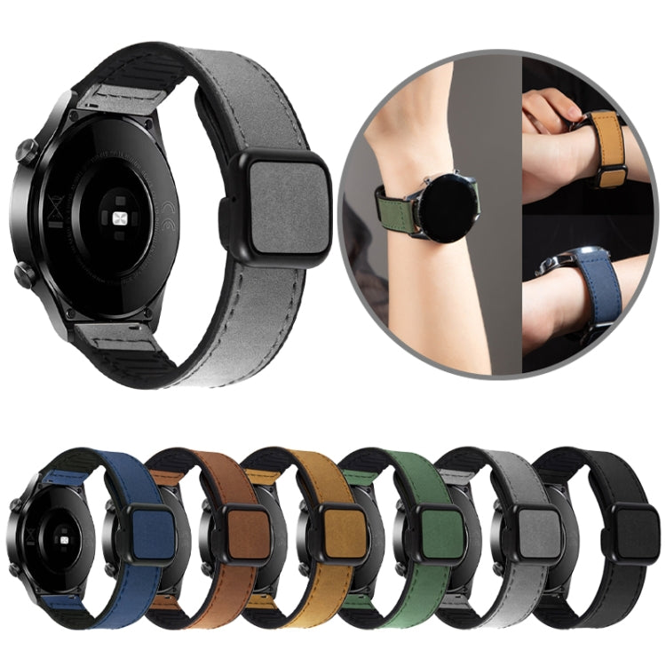 Textured magnetic watch bands in gray, blue, brown, tan, green, and black