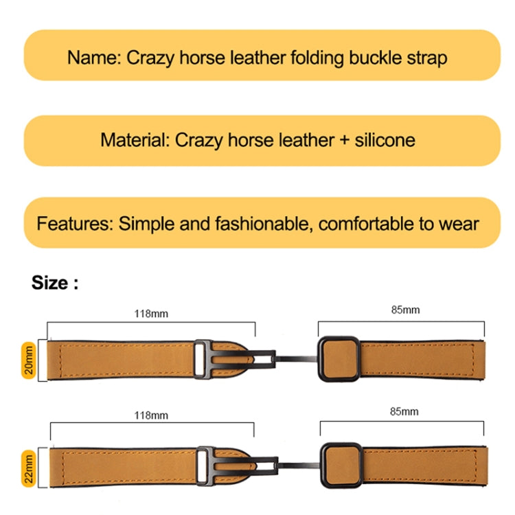 Tan textured magnetic watch band size guide for 20 mm and 22 mm