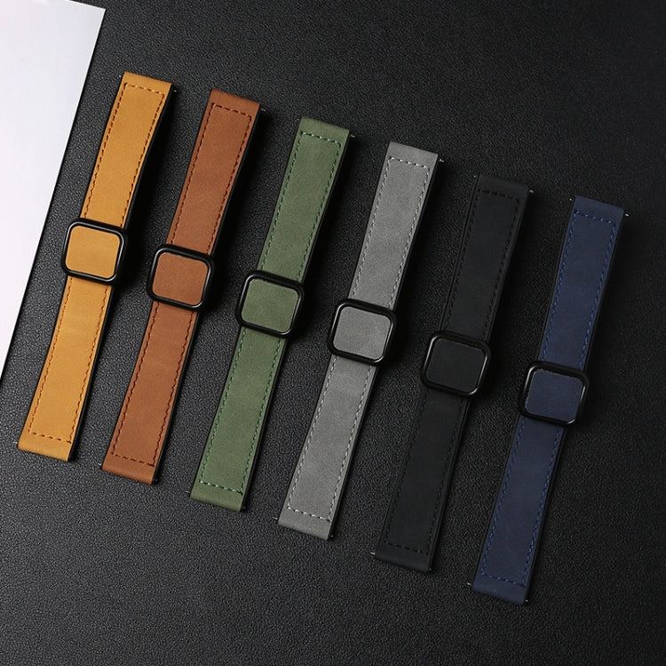 Six textured magnetic watch bands in tan, brown, green, gray, black, and blue
