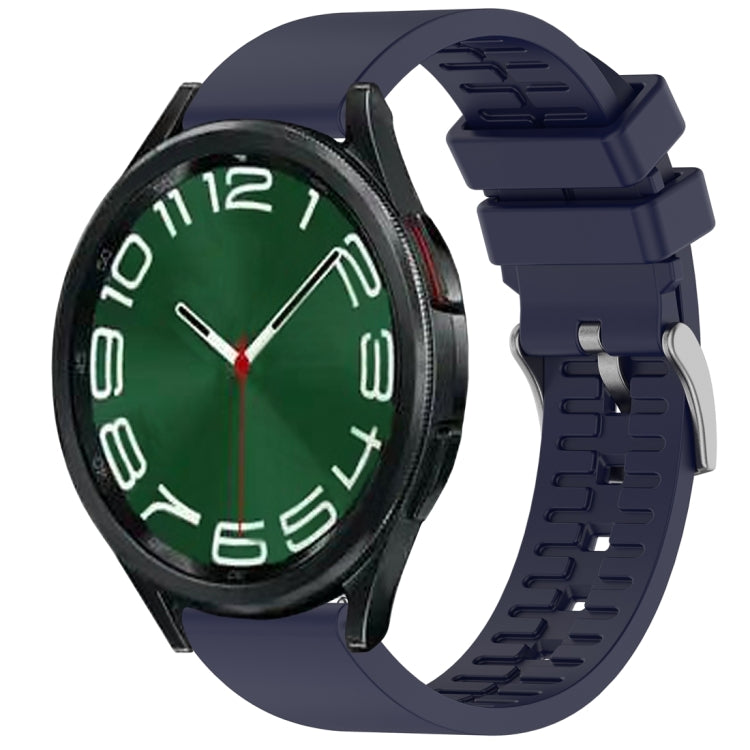 Midnight blue fluororubber watch band fitted to a black smartwatch.