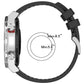 Black fluororubber watch band shown on a watch, with wrist fit range from 5.6 to 8.5 inches