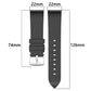 Black fluororubber watch band with 22 mm width and 74 mm and 126 mm strap sections