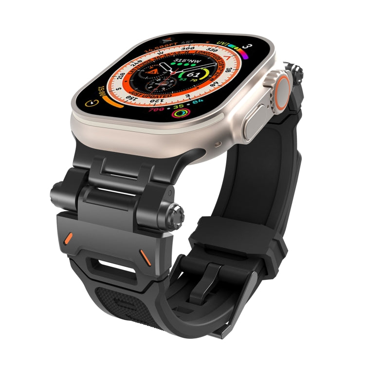 Black TPU Apple Watch band with metal connector and textured strap
