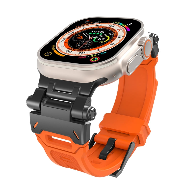 Orange TPU Apple Watch band with black metal connector