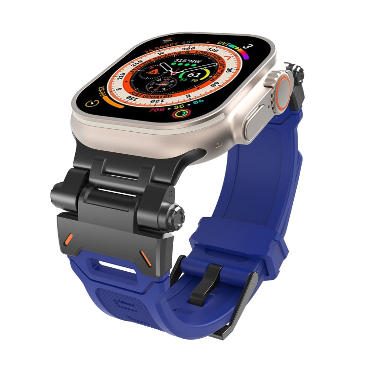 Blue TPU Apple Watch band with black metal connector