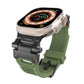 Green TPU watch band with black stainless steel connectors and buckle