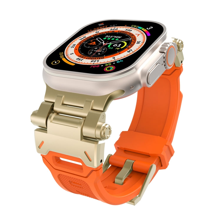 Orange TPU watch band with gold-tone stainless steel connectors and buckle